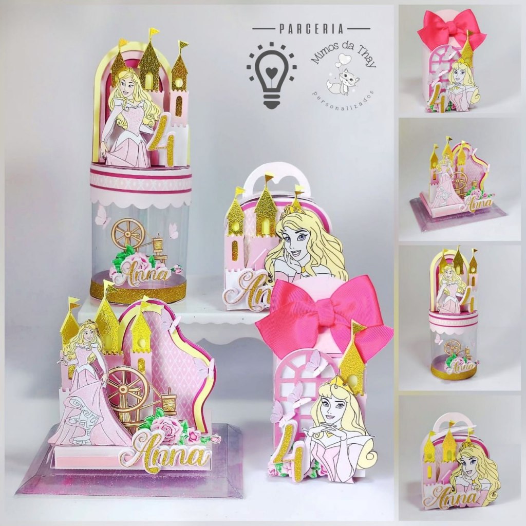Kit festa-  bela adormecida.- Lembrancinha Personalizada – Caixinhas infantil Decoração Aniversário