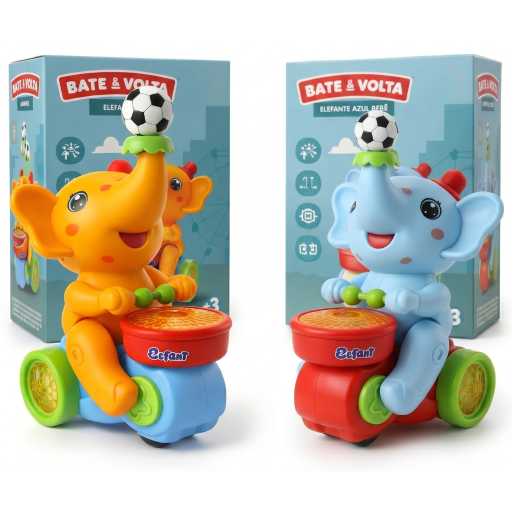 Elefante Interativo Infantil Anda Luz Som Brinquedo Musical Colorido Crianças