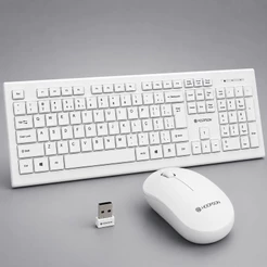 Kit Teclado e Mouse Sem Fio Hoopson Branco USB 2.4GHz ABNT2 Mouse 1000 DPI Wireless Notebook PC Computador escritório