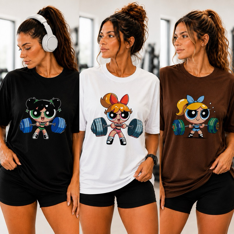 Kit 03 Camisetas FITNESS Meninas Super Poderosas Feminina Treino Confortável 100% Algodão