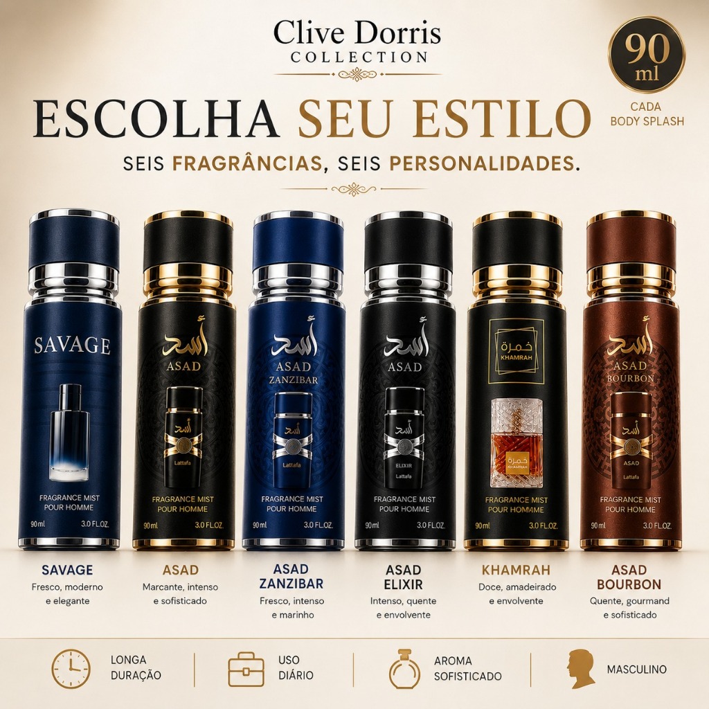 Body Splash Inspiração em Perfumes Árabes 90ml | Coleção Clive Dorris Masculina