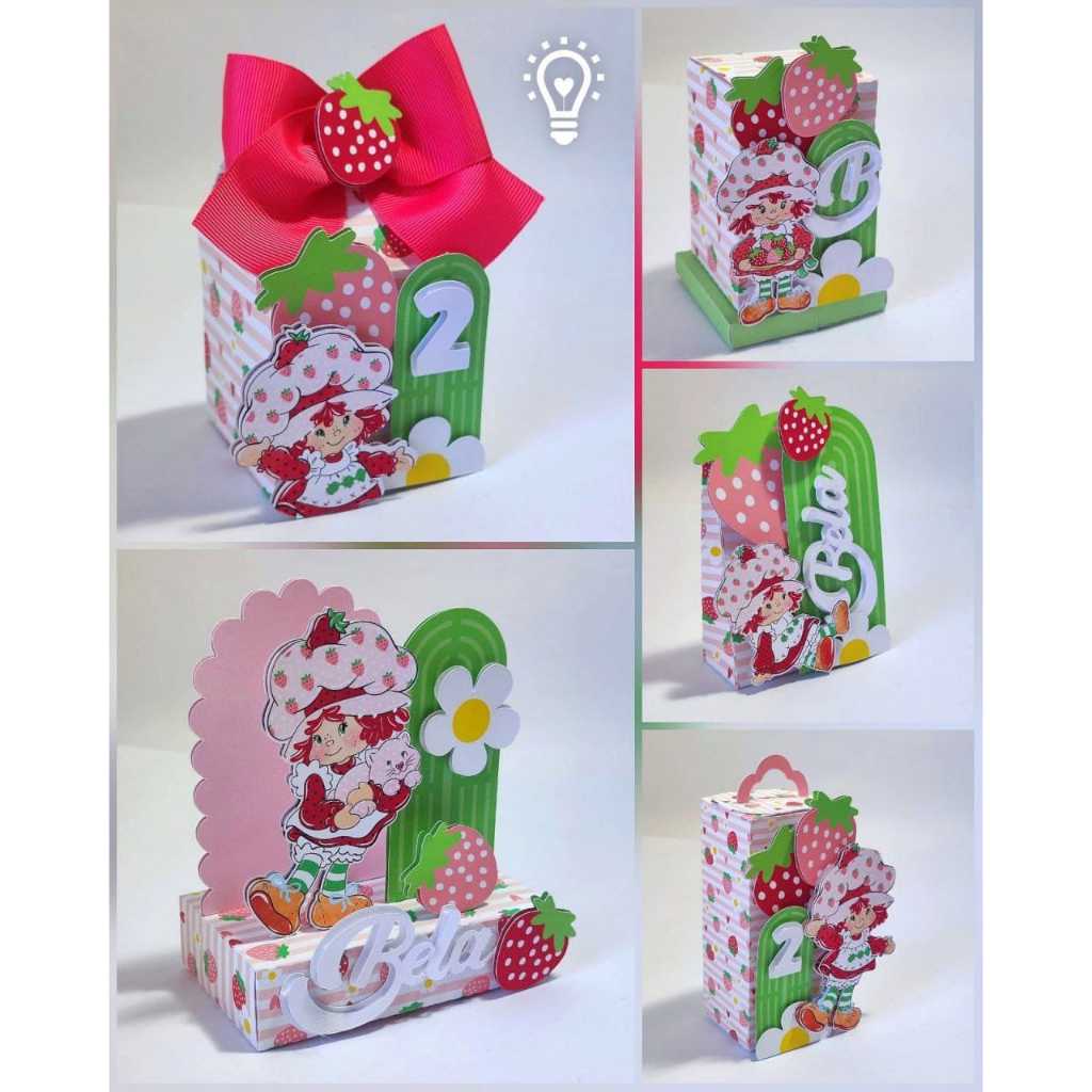 Kit festa- Moranguinho - Lembrancinha Personalizada – Caixinhas infantil Decoração Aniversário - Pegue e Monte