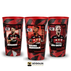 Copo Flamengo Super Trunfo Jorginho Bruno Henrique Léo Ortiz 550ml Licenciado Oficial Só Ídolos Pronta Entrega