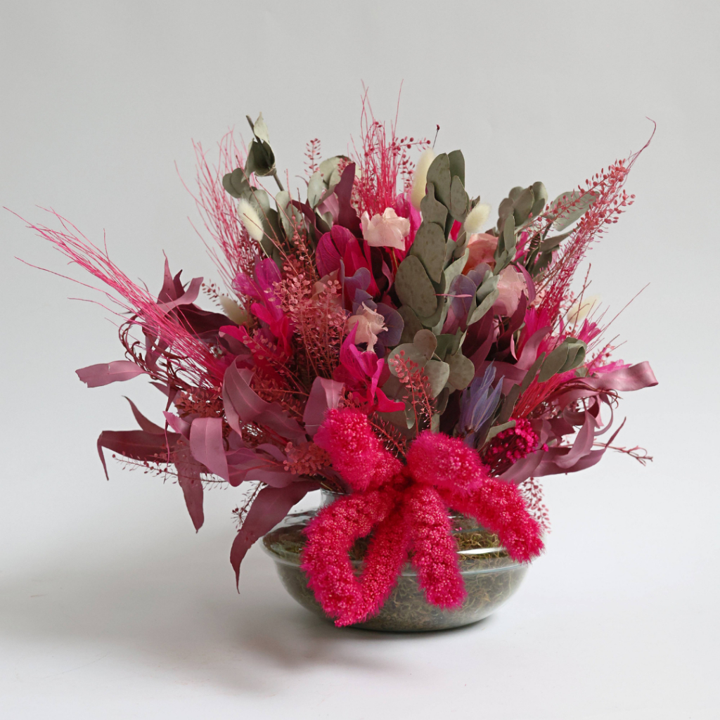 Centro de Mesa Decorativo com Flores Desidratadas – Arranjo para Mesa de Jantar Decoração Mesa Posta - Carmine