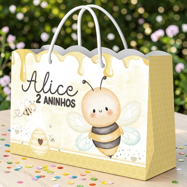 Sacolinha Nuvem Personalizada Abelhinha Abelha Lembrancinha Festa Infantil