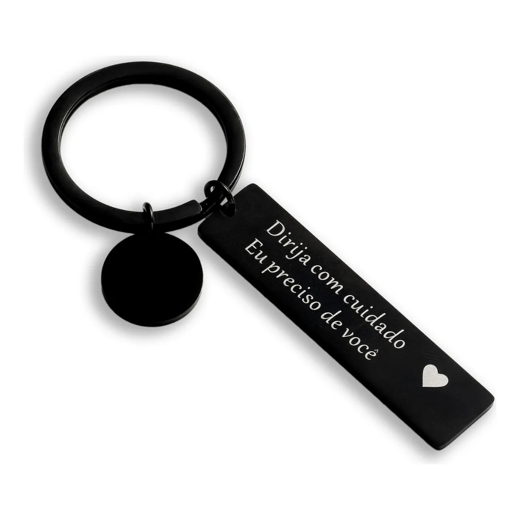 Chaveiros Personalizados Letras Casal em aço inox dirija com cuidado,Preta Antiga Frente e Verso,Present para Casal