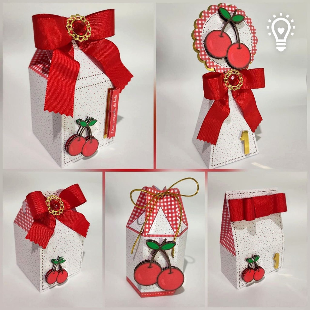 Caixinhas CEREJINHA - Caixinhas para decoração e lembrancinha de aniversário - Pegue e Monte