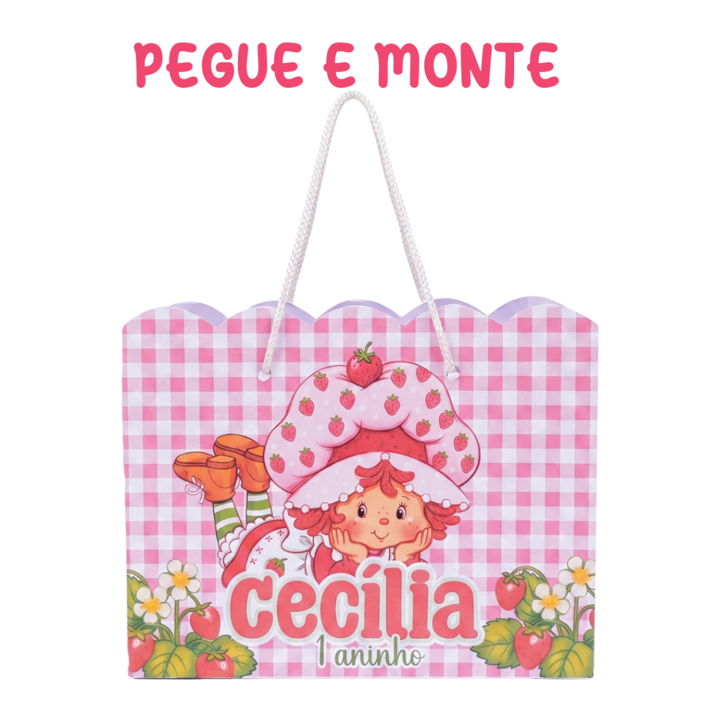 Sacolinha Personalizada Moranguinho | Lembrancinha | Festa infantil | Kit festa | bolsinha | Aniversário | Monte