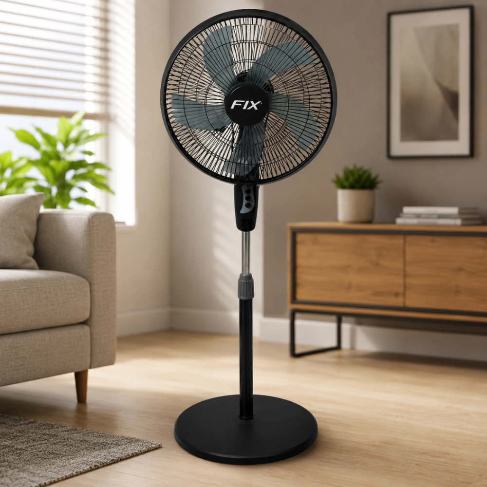 Ventilador de Coluna Pedestal 120cm 45W Oscilante 3 Velocidades Silencioso Preto Residencial Escritório
