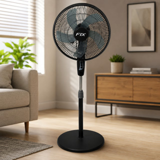 Ventilador de Coluna Pedestal 120cm 45W Oscilante 3 Velocidades Silencioso Preto Residencial Escritório