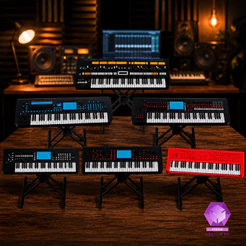 Miniatura Teclado Musical com Suporte X Yamaha Roland Korg Nord Stage Decoração Realista Música Coleção Presente