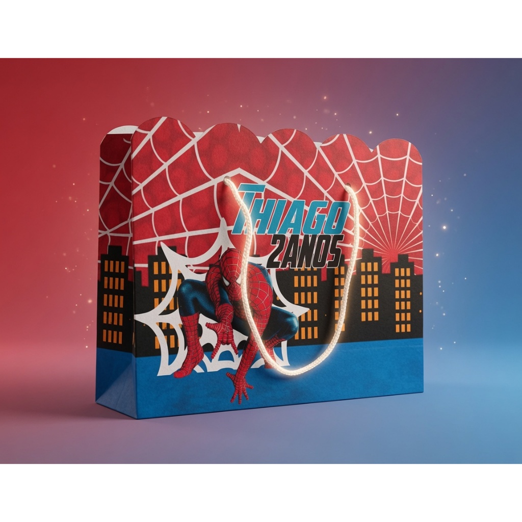 Sacola Personalizada Homem Aranha Spiderman Pegue e Monte Decoração Festa Aniversário Nuvem