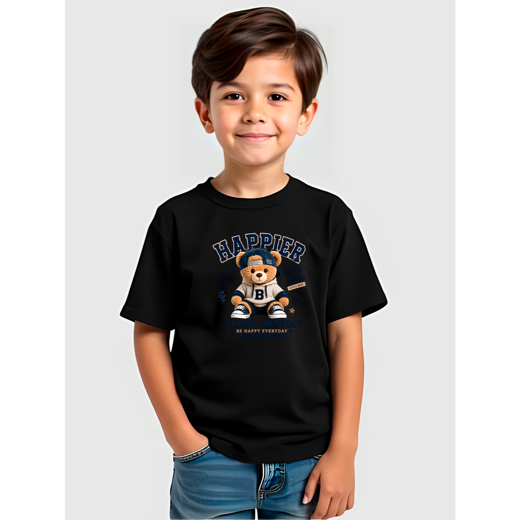 Camiseta Infantil com Estampa de Ursinho Fashion Confortável