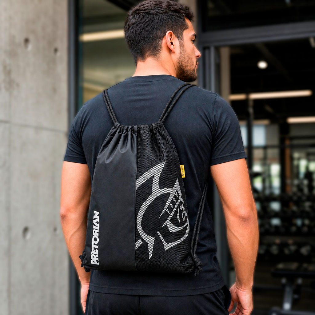 Seanite Bolsa Sacola de Ginástica Masculina Pretorian Preta