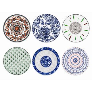 Jogo 12 Pratos Fundo Jantar Decorado Louça Cerâmica Resistente Lindo Premium 22cm