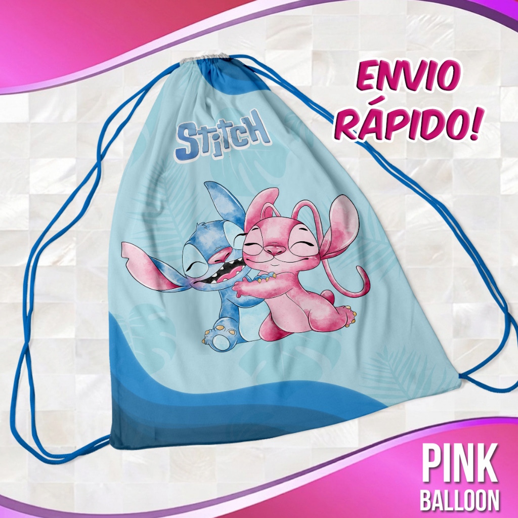 MOCHILINHA STITCH E ANGEL (ENVIO RÁPIDO) - SACOLINHA LEMBRANCINHA NÃO PERSONALIZADA