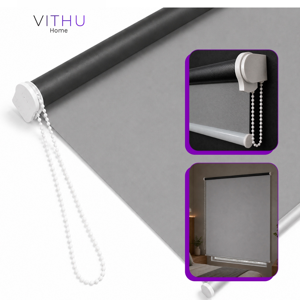 Persiana Rolo 100% Blackout Vithu Vários Tamanhos, Cortina Quartos Salas Cozinha Escritorios PVC Impermeavel