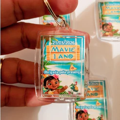 Chaveirinho Acrílico Personalizado Moana Baby, Aniversário, Mesversário