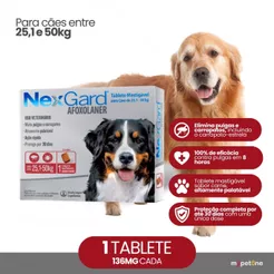 NexGard 136 mg para Cães de 25,1 a 50 Kg - 1 Tablete