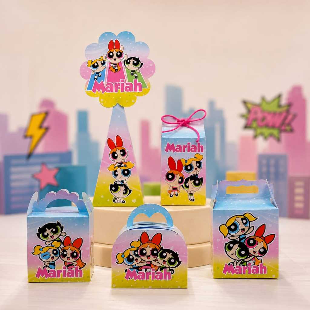 Kit Festa MENINAS SUPER PODEROSAS - Caixas Personalizadas Infantil Menina Lembrancinha - Decoração - PEGUEeMONTE