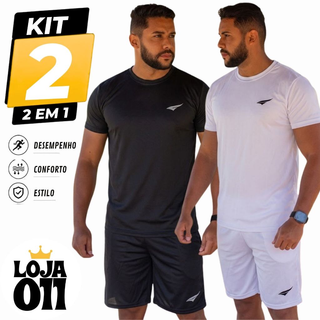 Conjunto Dry-Fit Masculino Camisa + Short Dryfit Academia e Treino Camisa Musculação Short Corrida Fitness