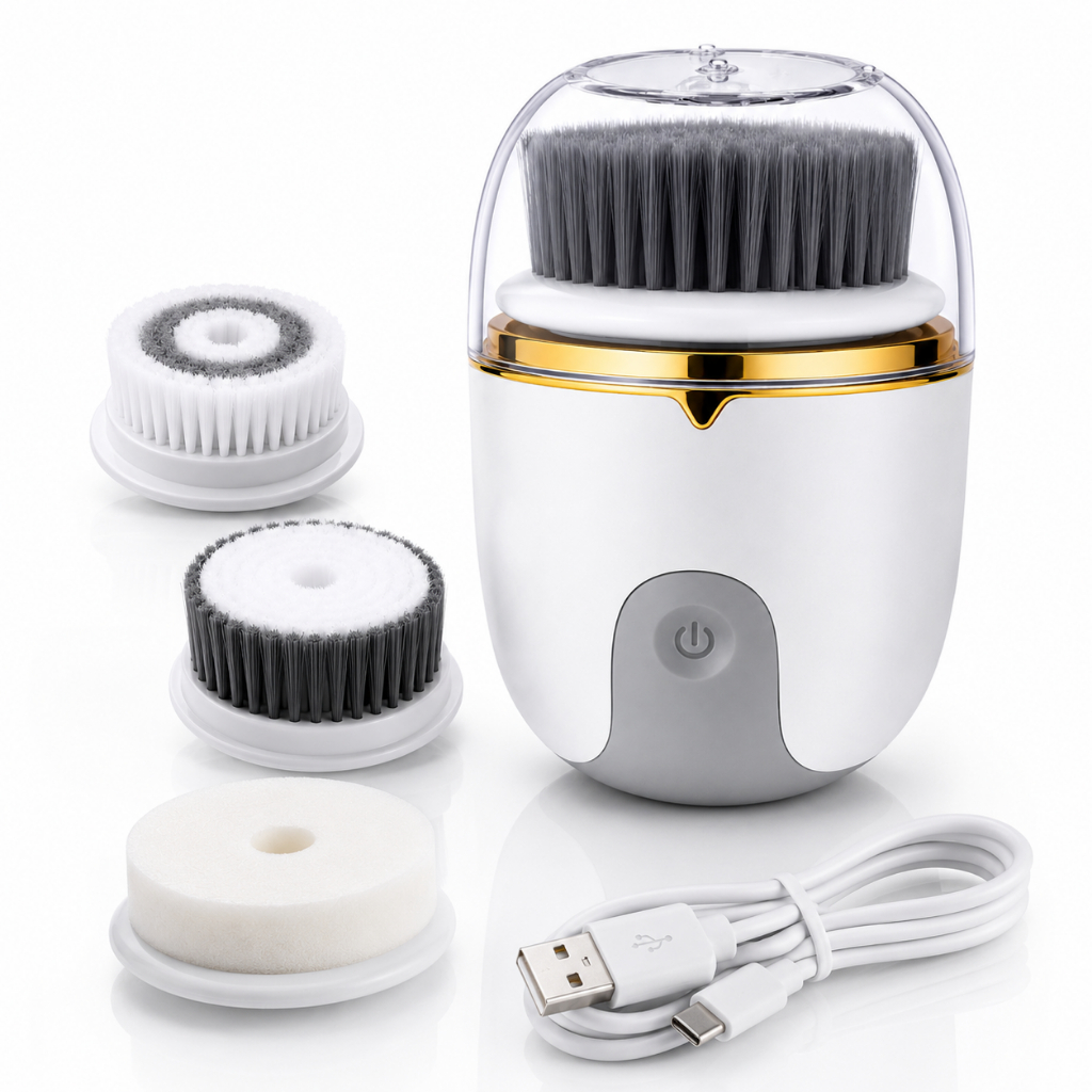 Escova de Limpeza Facial Elétrica Recarregável USB  3 Cabeças SPA Massagem Epsilon EPS-2575