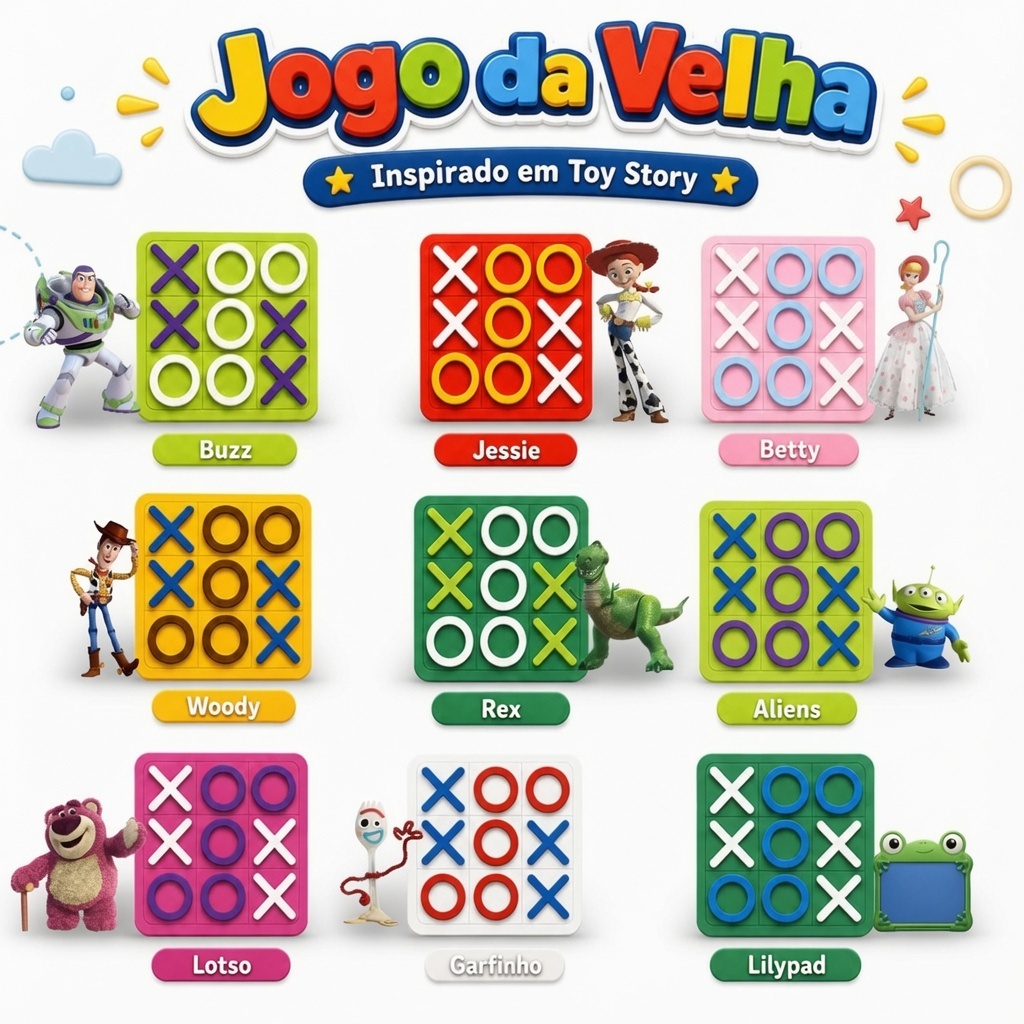 Kit Jogo da Velha Toy Story em MDF 10x10 cm Lembrancinha Infantil para Festa