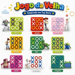 Kit Jogo da Velha Toy Story em MDF 10x10 cm Lembrancinha Infantil para Festa