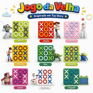 Kit Jogo da Velha Toy Story em MDF 10x10 cm Lembrancinha Infantil para Festa