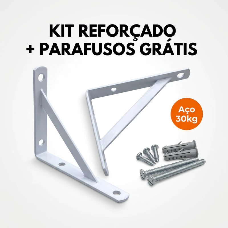 Mão Francesa Reforçada em Cantoneira Metálica Triangular para Prateleira