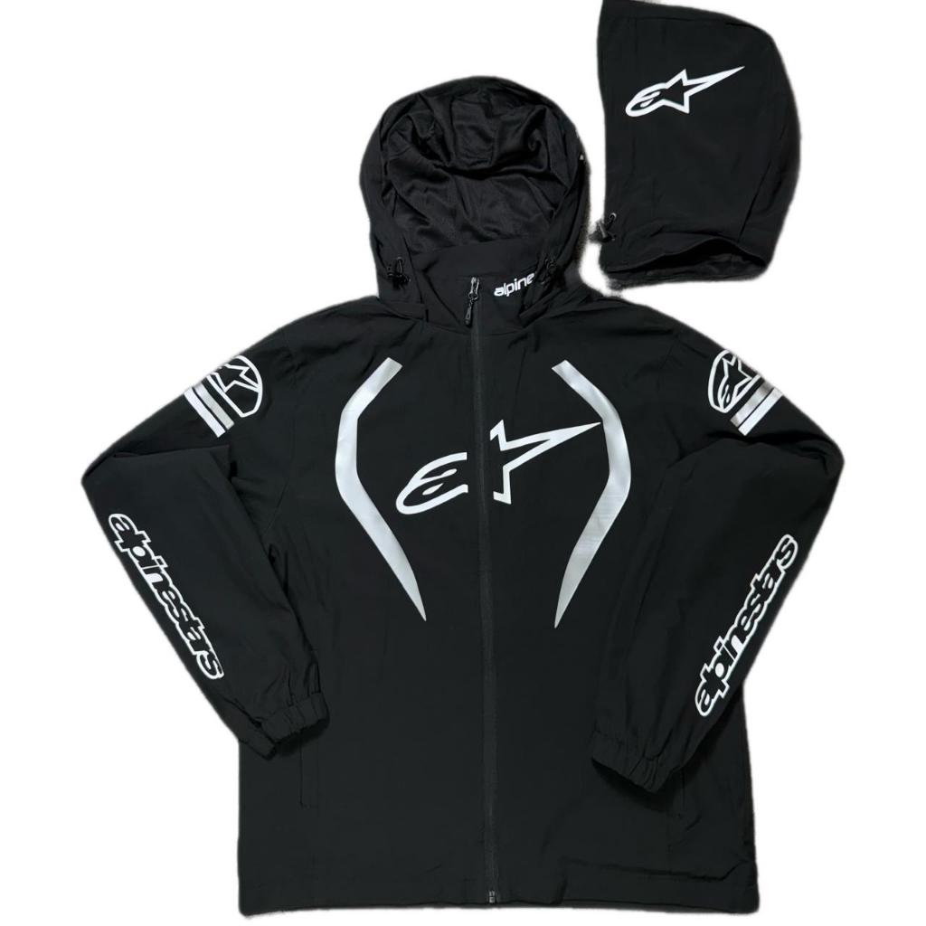 Jaqueta corta vento masculina com capuz removível estilo motociclista