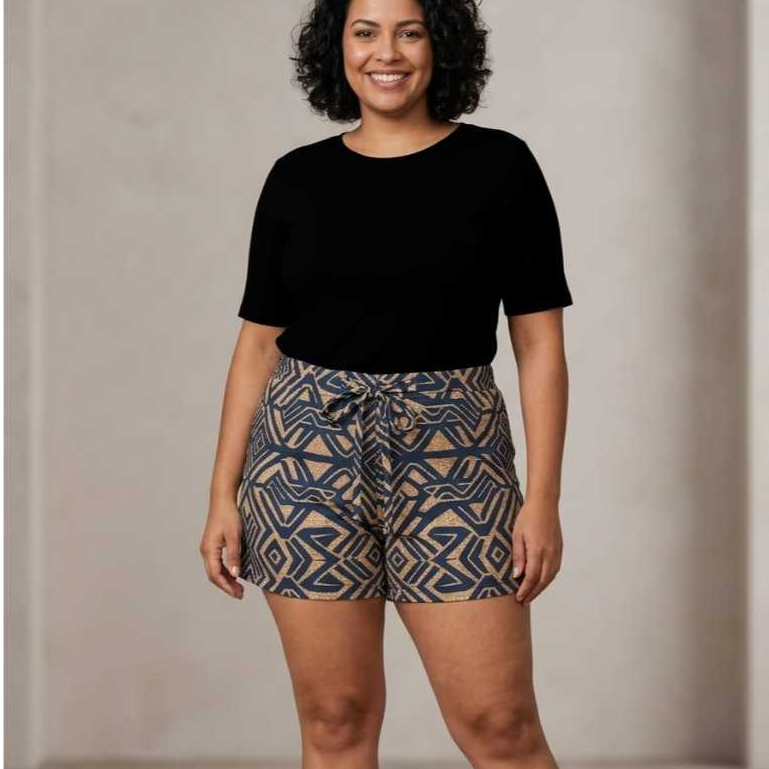 Short Feminino Liganete Malha Fria Estampada Tamanho Único GG Soltinho Confortável Verão — 1,2 Unidades (Kits Na loja)