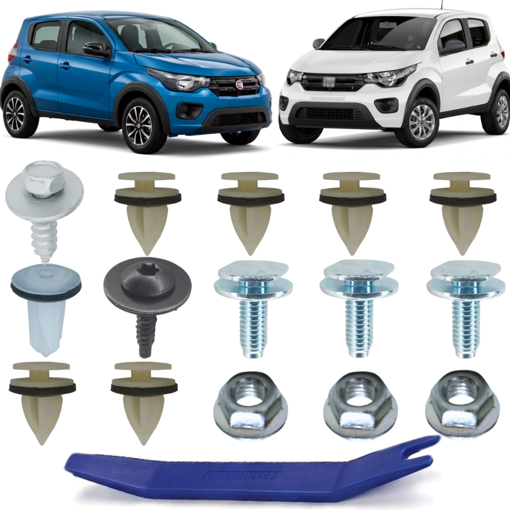 Kit 15 Grampo Presilha Moldura do Paralama Para Fiat Mobi 2017/2023 Todos