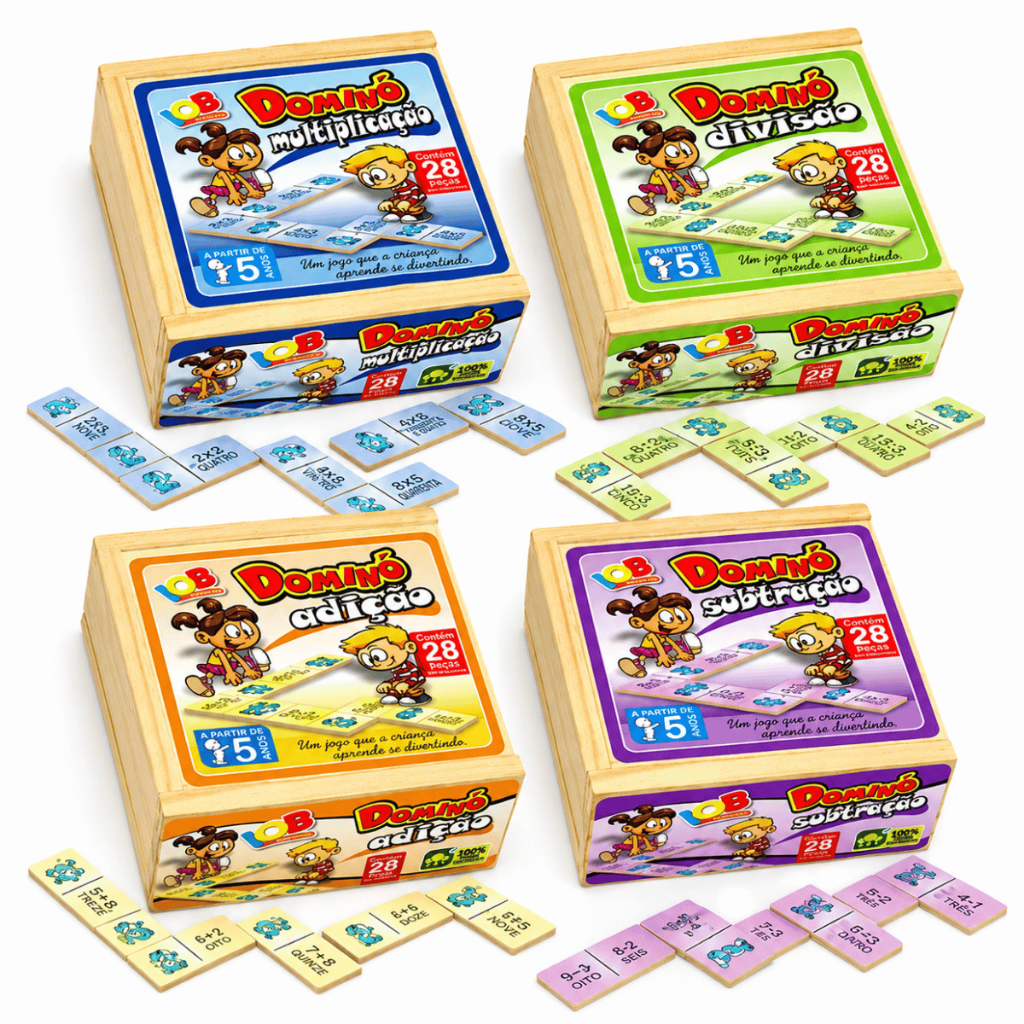 4 Jogos Educativos Matemática Pedagógico Infantil Madeira Escolar Brinquedo Aprendizado 5 Anos +