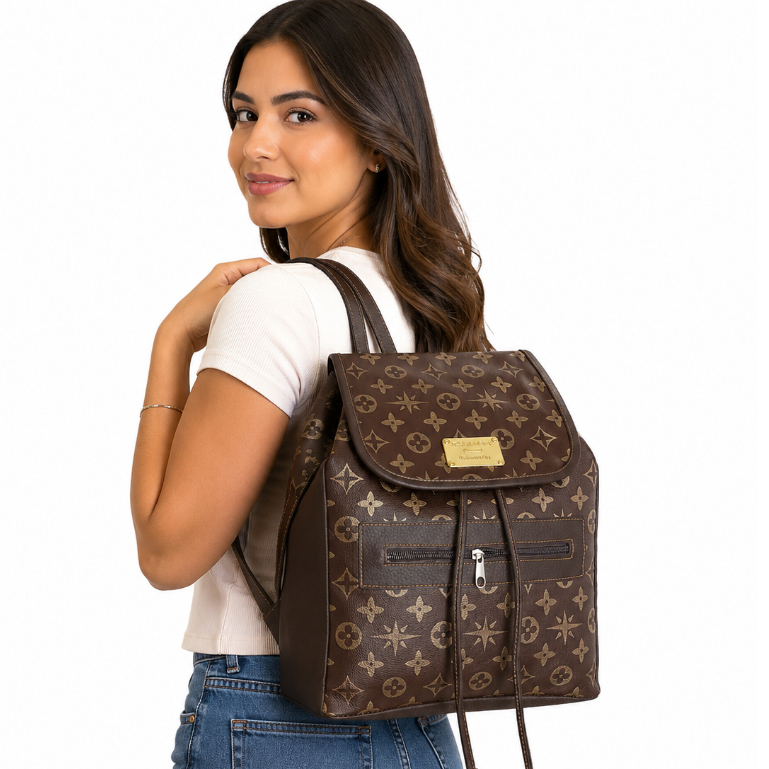 Mochila Feminina Fashion Couro Sintético Impermeável Casual Grande Capacidade Escolar Faculdade