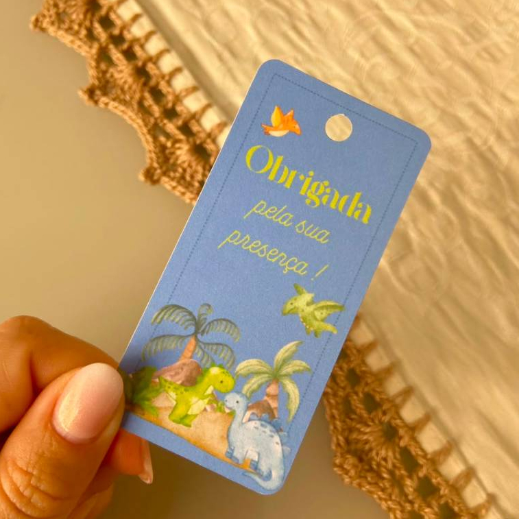 Tag Lembrancinha dinossauro Infantil Personalizada | Cartão Agradecimento Festa Aniversário | Mimo Infantil