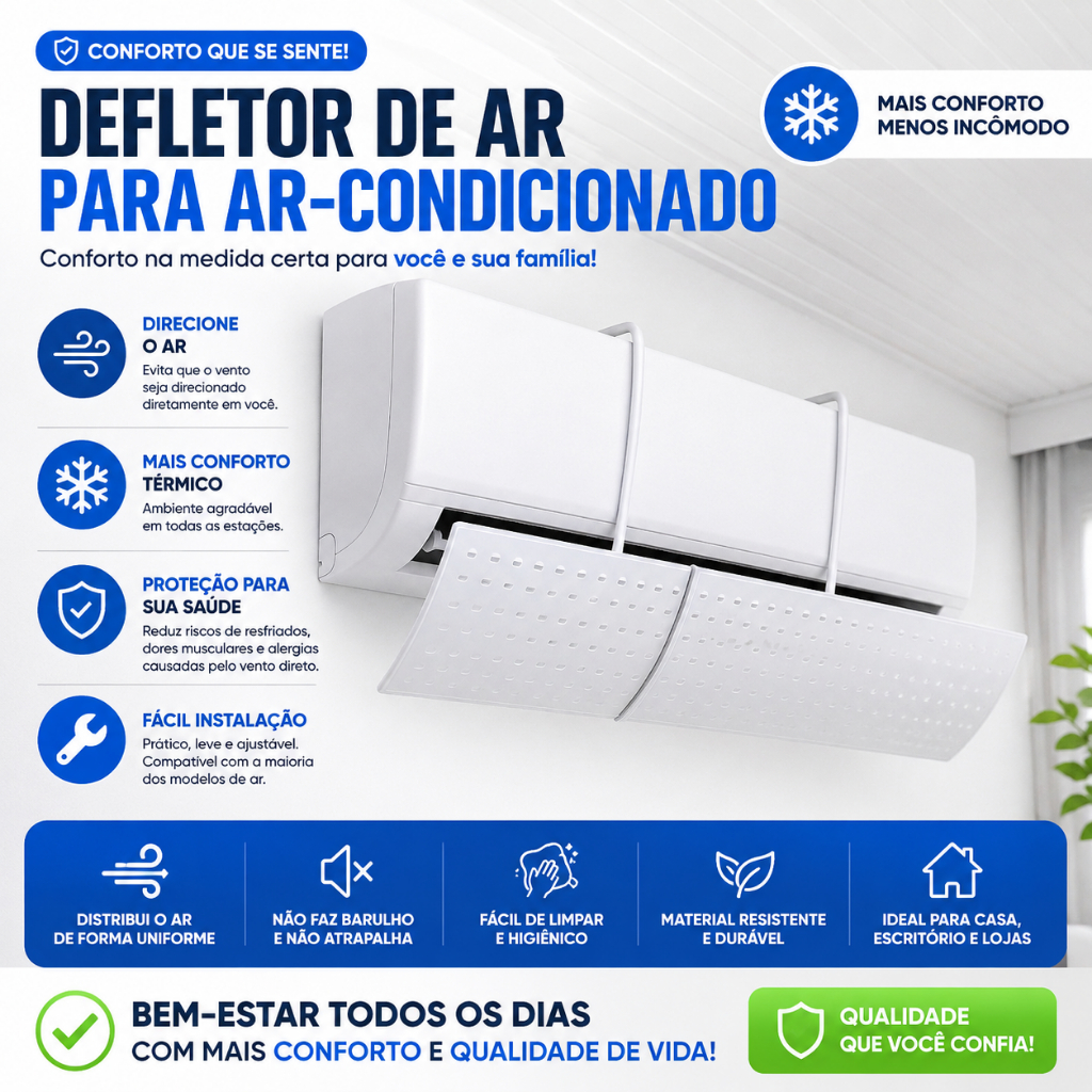 Defletor Ar Condicionado Split Universal 7 A 30mil Btus
