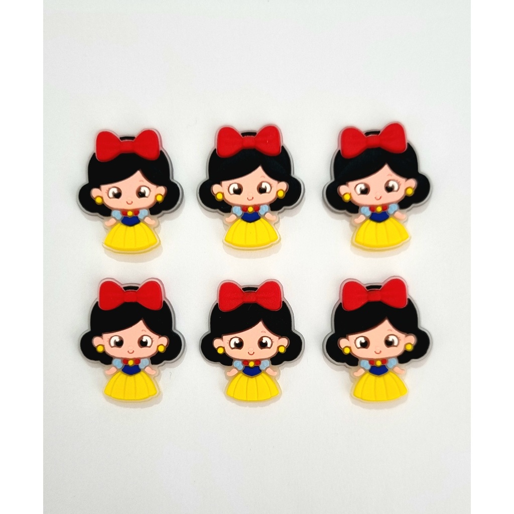 Aplique emborrachado branca de neve 3cm 06 unidades festa princesa personalizado de luxo lembrancinha infantil laceiras