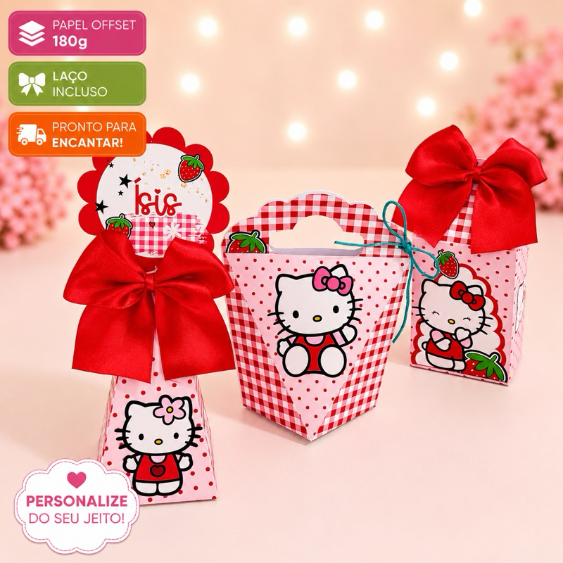 Kit Caixas Personalizadas Hello Kitty / Lembrancinha de Aniversário Infantil / Personalizado / Festa Aniversário