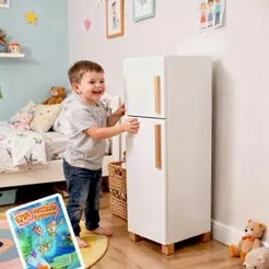 Geladeira Infantil Madeira Faz de Conta Cozinha Chef Kit Livro Educativo