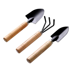 Kit 3 de Ferramentas de Jardinagem Pá, Rastelo e Garfo Reto