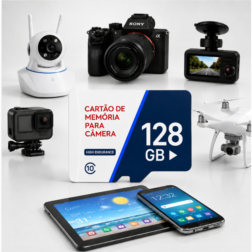 Cartão de Memória Micro SD 1GB 16GB 32GB 64GB 128GB 256GB Alta Velocidade para Câmera de Segurança, Celular e Drone