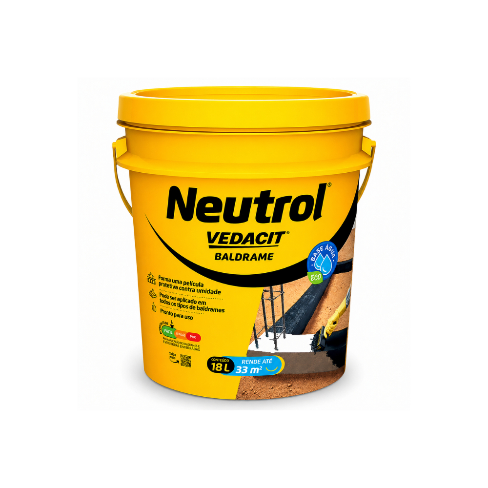 Impermeabilizante Baldrame Pintura Asfáltica Neutrol Vedacit 18L Concreto Secagem Rápida Argamassa