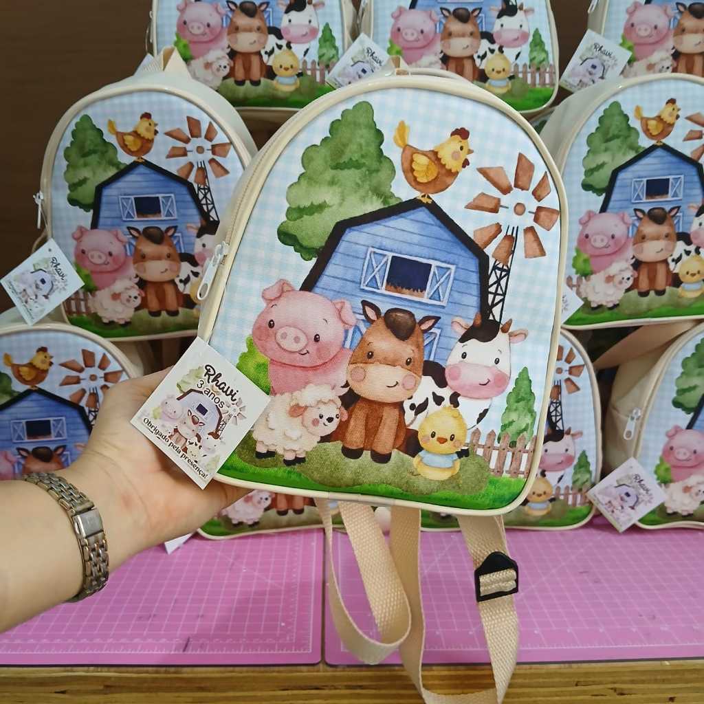 kit 10/15/20 mochila Fazendinha Personalizada Qualquer tema Lembrancinha Personalizada Aniversario Infantil Presente