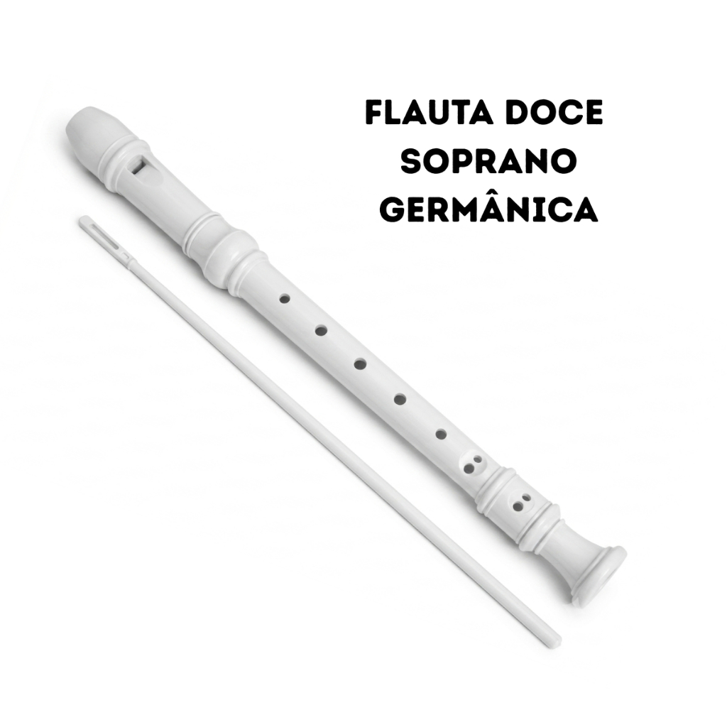 Flauta Doce Infantil Soprano Germânica 30cm Branca (1unid.) flautinha para escola iniciantes
