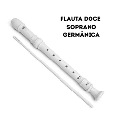 Flauta Doce Infantil Soprano Germânica 30cm Branca (1unid.) flautinha para escola iniciantes