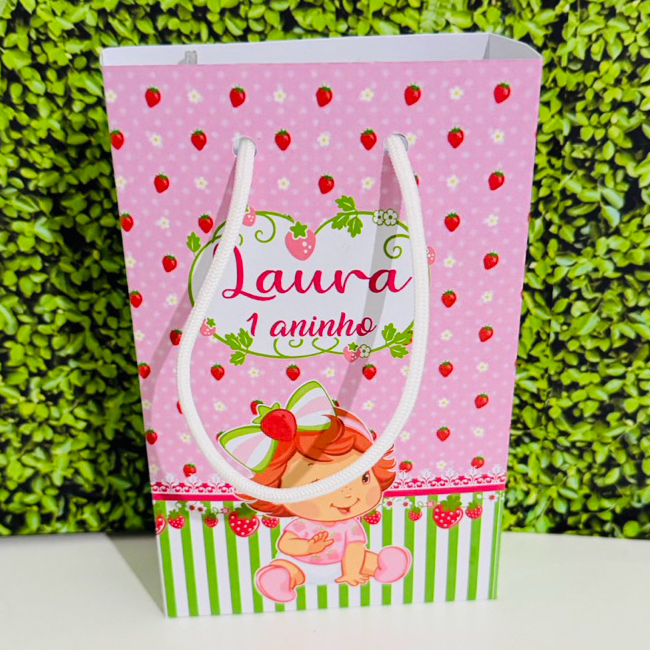 SACOLINHA P PERSONALIZADA MORANGUINHO BABY LEMBRANCINHA DE FESTA INFANTIL/PEGUE E MONTE