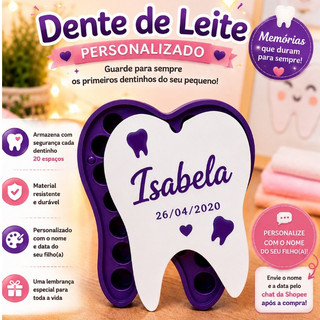 Caixa Porta Dentes de Leite Infantil Fada do Dente - PERSONALIZADO COM NOME