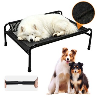 119*81.5*21CM Cama Cachorros Grande Suspensa Caes Pet Elevado Respirável Antiderrapante Estrutura Metálica  Cor Preto