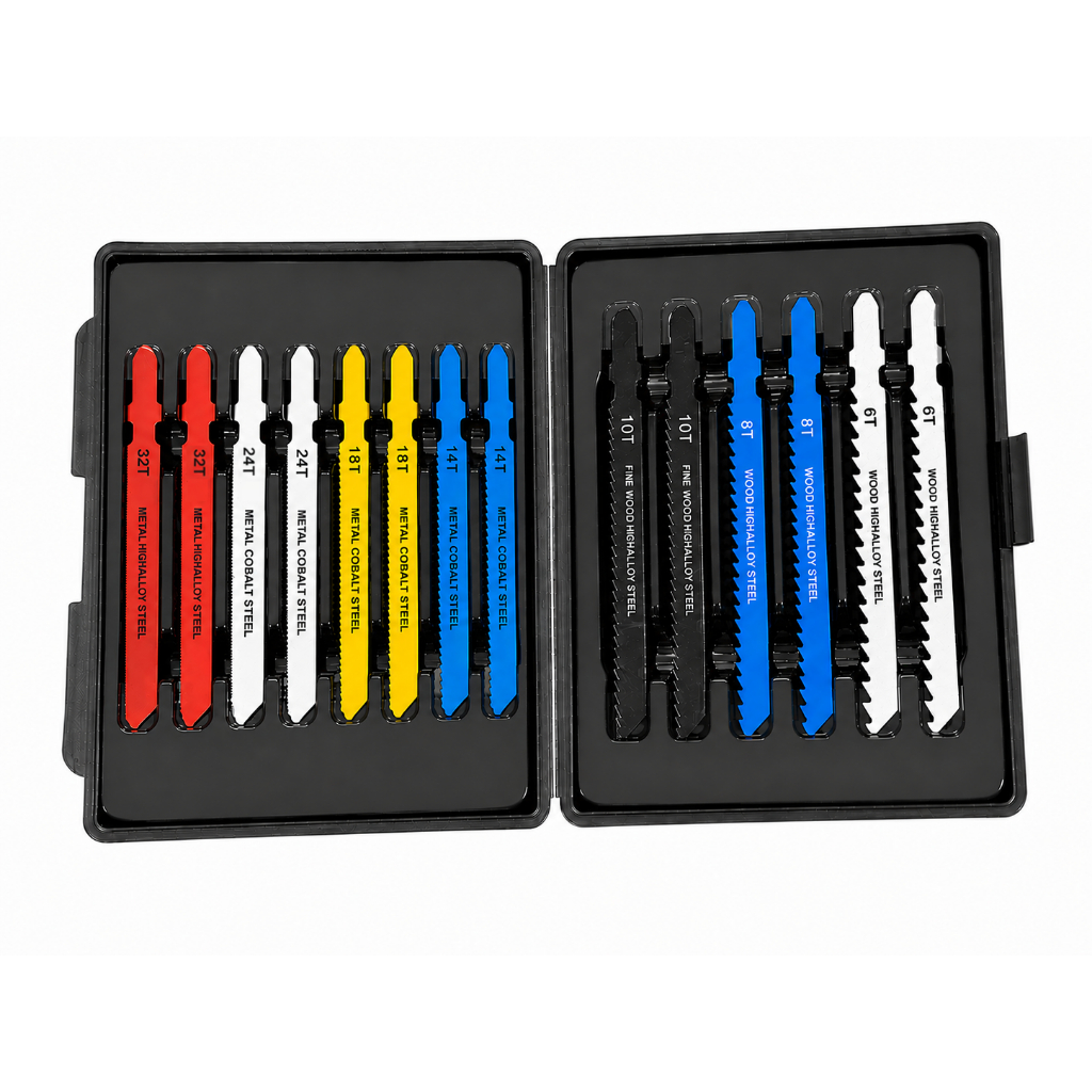 Jogo Lâminas Serra Tico-tico Metal E Madeira Kit 14 Peças Encaixe Rápido